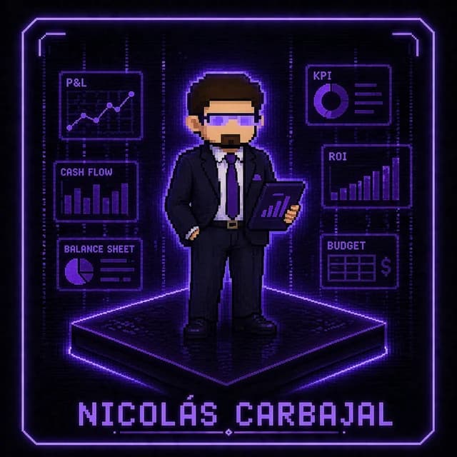 Retrato pixel-art de Nicolás Carbajal, CFO de FOMO